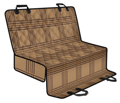 Houndstooth Brown Pattern Print Design 04 Rear Dog Car Seat Cover Hammock