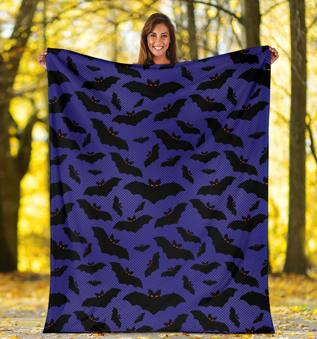 Bat Halloween Pattern Print Design 02 Premium Blanket