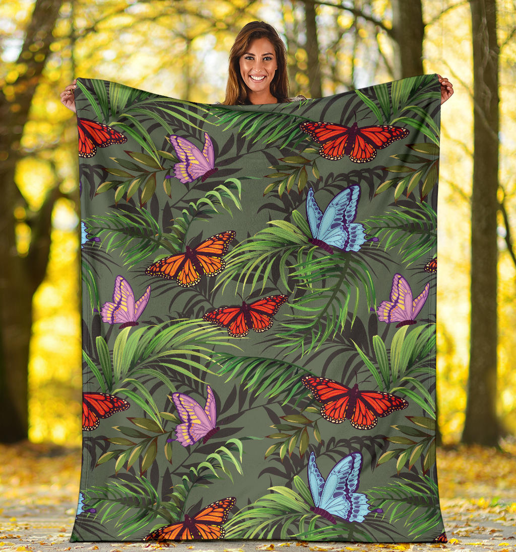Monarch Butterfly Pattern Print Design 04 Premium Blanket