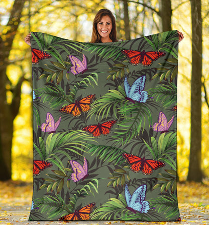 Monarch Butterfly Pattern Print Design 04 Premium Blanket