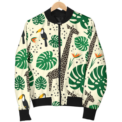Rainforest Giraffe Pattern Print Design A02 Men Bomber Jacket