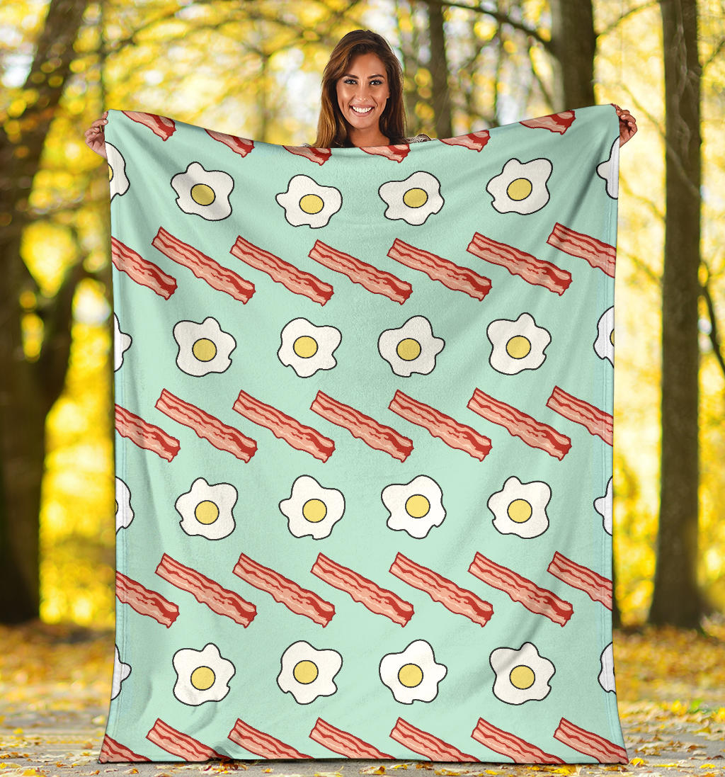 Bacon Sausage Pattern Print Design 01 Premium Blanket