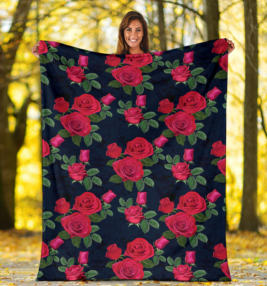 Rose Pattern Print Design A04 Premium Blanket