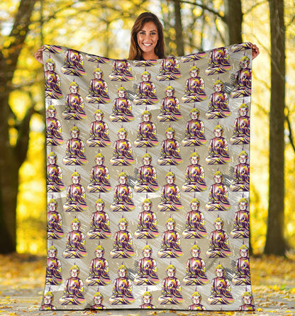 Buddha Pattern Print Design 07 Premium Blanket