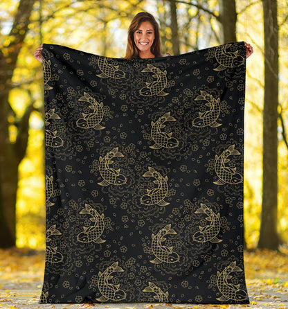KOI Fish Pattern Print Design 02 Premium Blanket