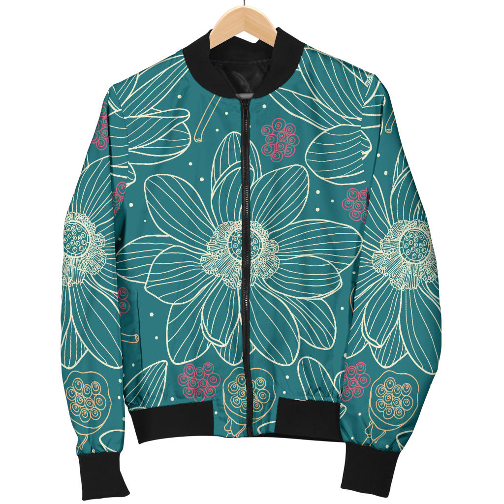 Lotus Pattern Print Design 01 Men Bomber Jacket