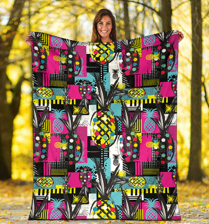 Pop Art Pineapple Pattern Print Design A02 Premium Blanket