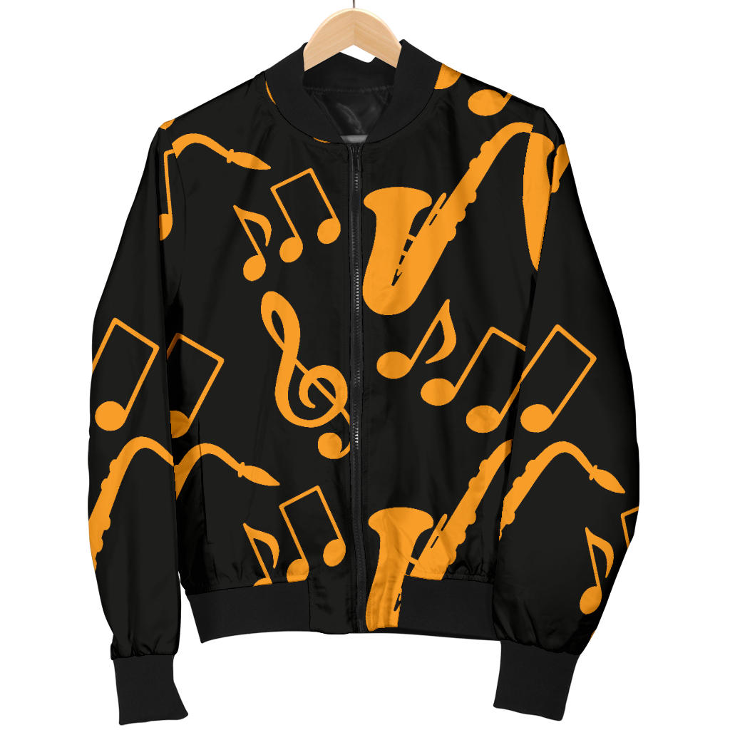 Saxophone Pattern Print Design 02 Men Bomber Jacket