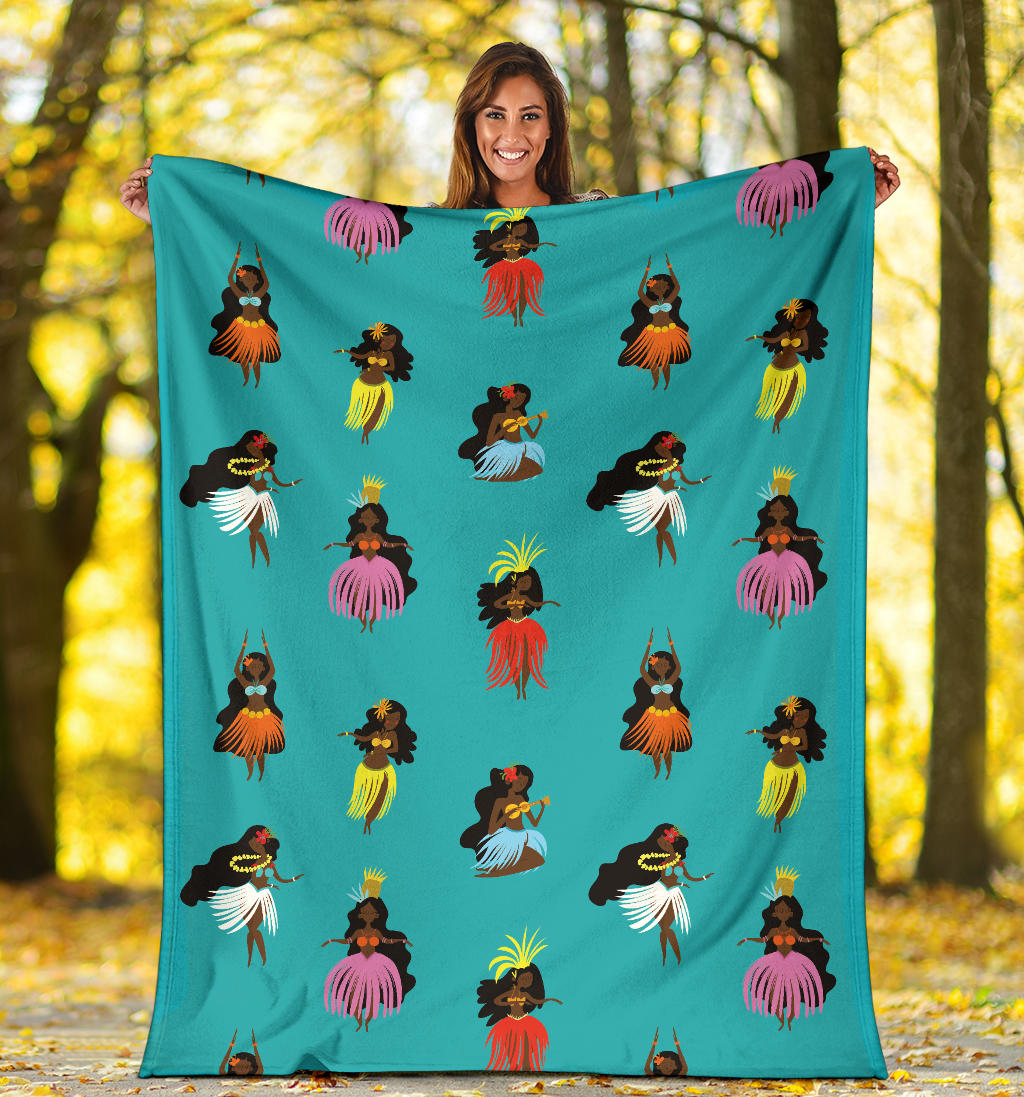 Hula Dancers Pattern Print Design 04 Premium Blanket