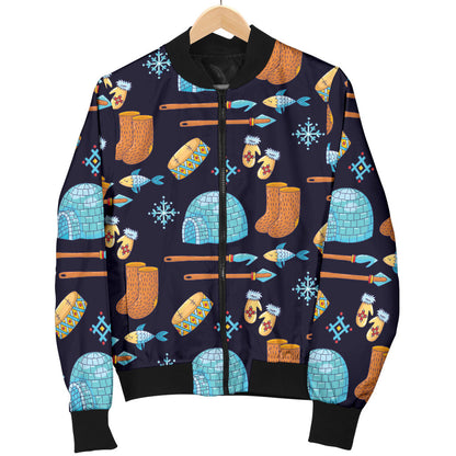 Eskimo Pattern Print Design 02 Men Bomber Jacket