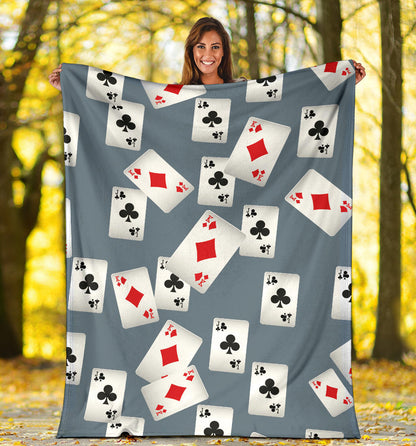 Poker Cards Pattern Print Design A05 Premium Blanket