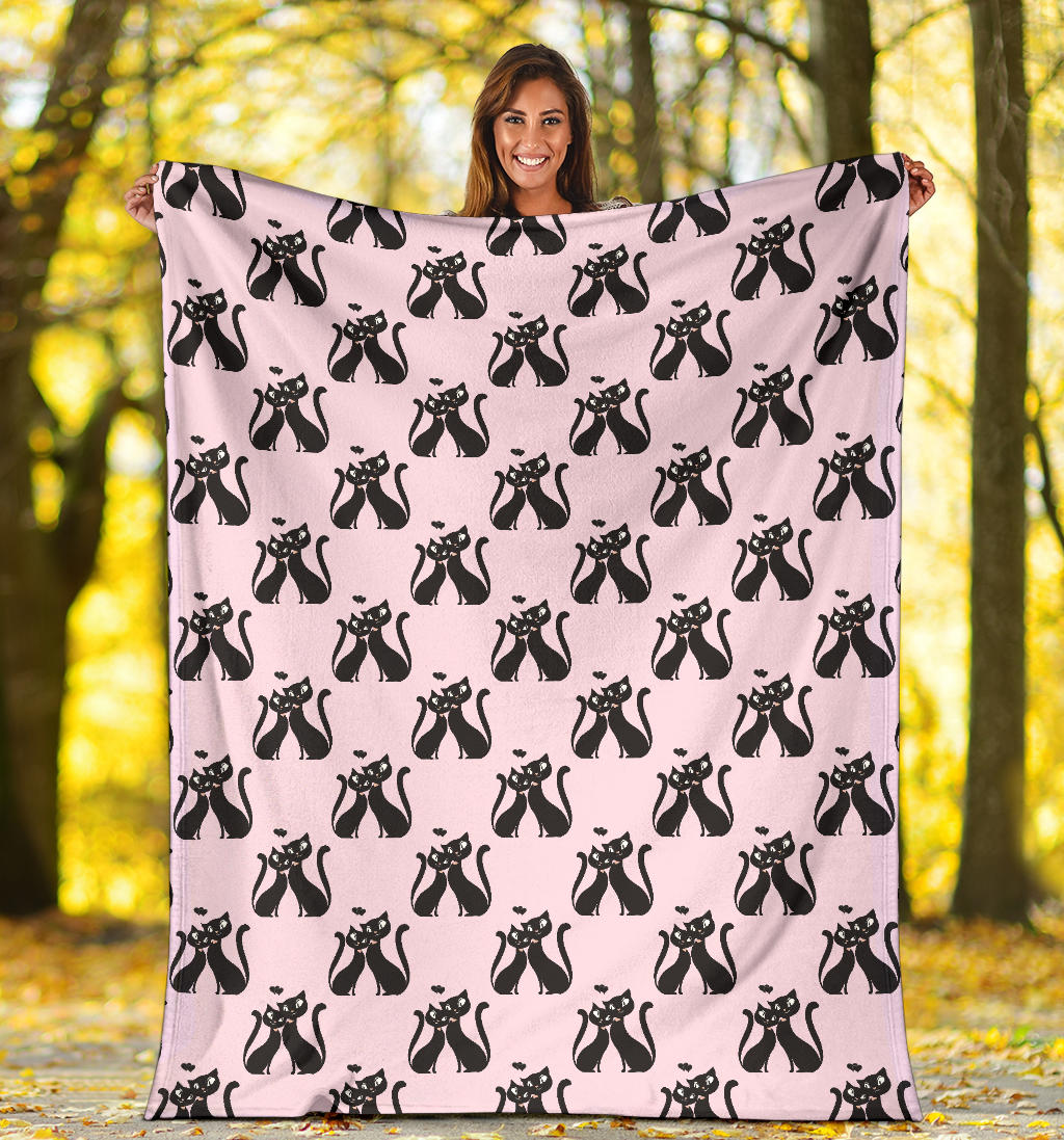 Black Cat Pattern Print Design 01 Premium Blanket