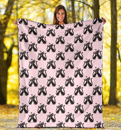 Black Cat Pattern Print Design 01 Premium Blanket