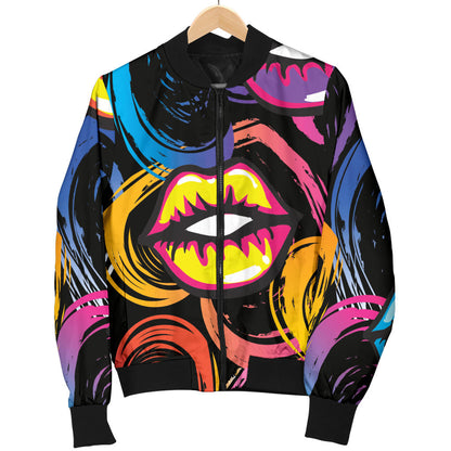 Pop Art Lip Pattern Print Design A03 Men Bomber Jacket