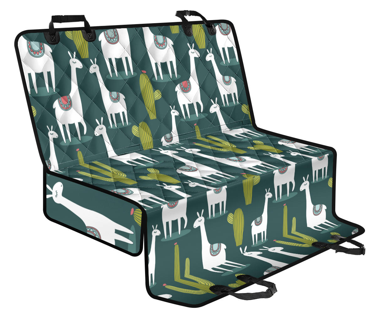 Llama Cactus Pattern Print Design 02 Rear Dog Car Seat Cover Hammock