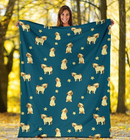 Pug Pattern Print Design A06 Premium Blanket