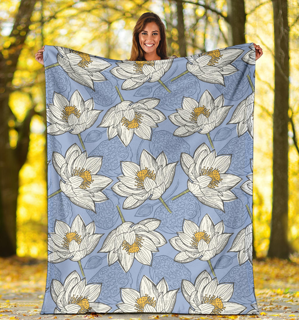 Lotus Pattern Print Design 04 Premium Blanket