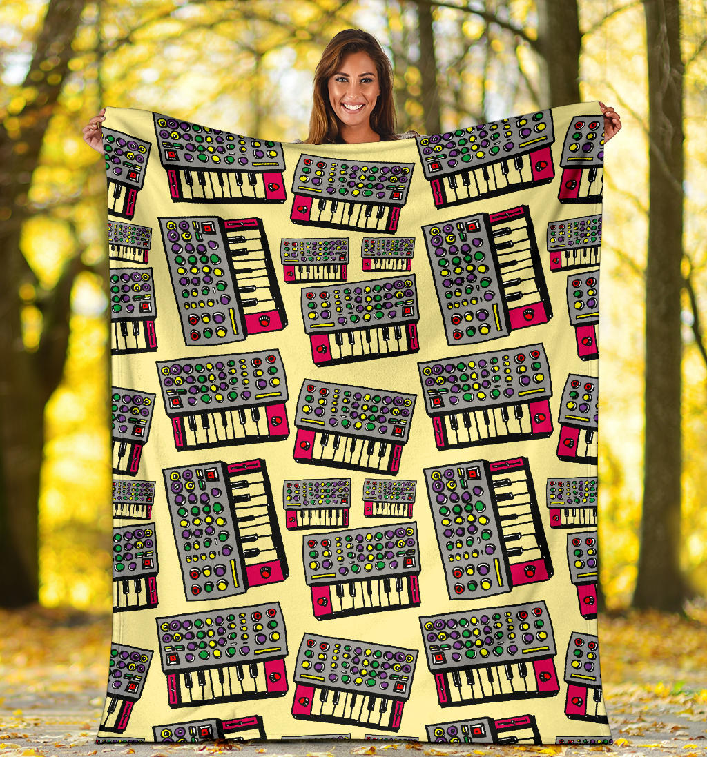 Synthesizer Pattern Print Design 01 Premium Blanket