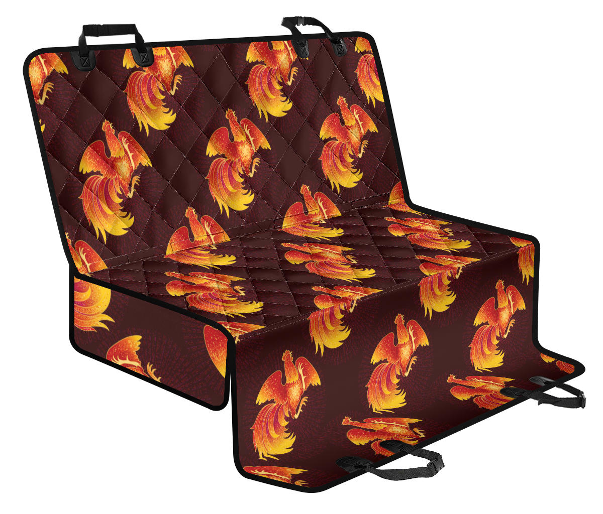 Rooster Pattern Print Design A04 Rear Dog Car Seat Cover Hammock