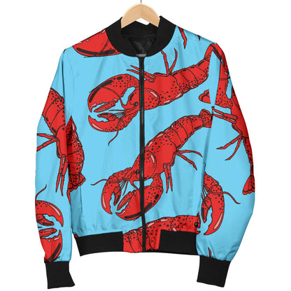 Lobster Red Pattern Print Design 03 Men Bomber Jacket