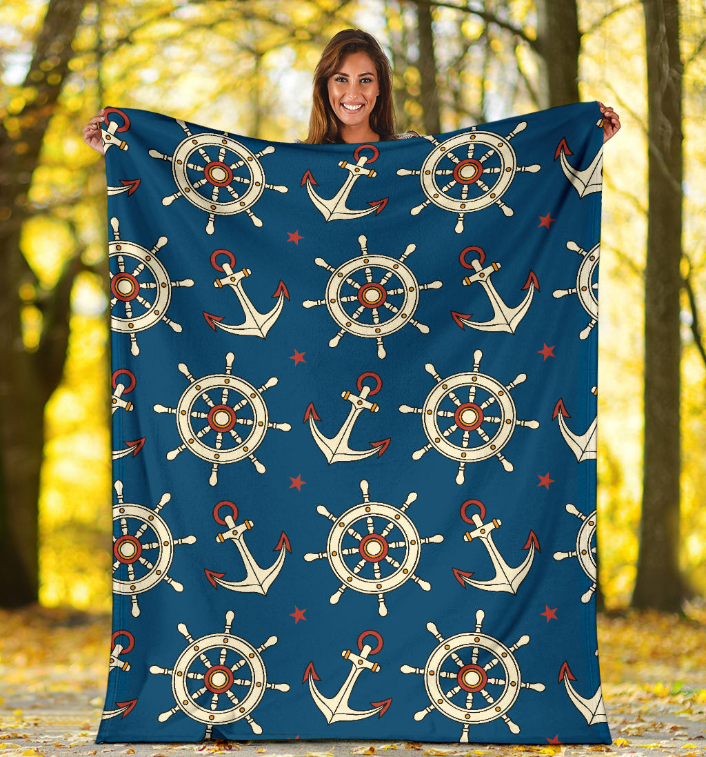Anchor Pattern Print Design 02 Premium Blanket