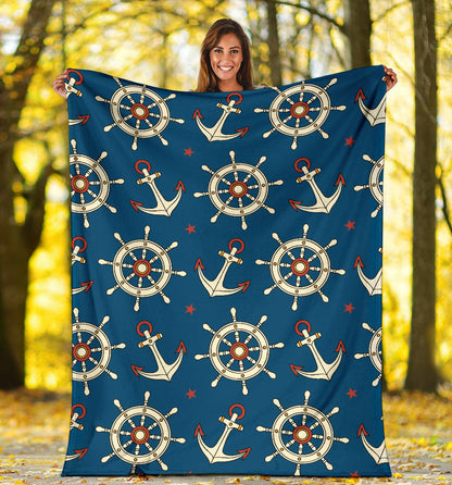 Anchor Pattern Print Design 02 Premium Blanket