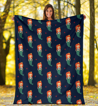 Mermaid Girl Pattern Print Design 01 Premium Blanket