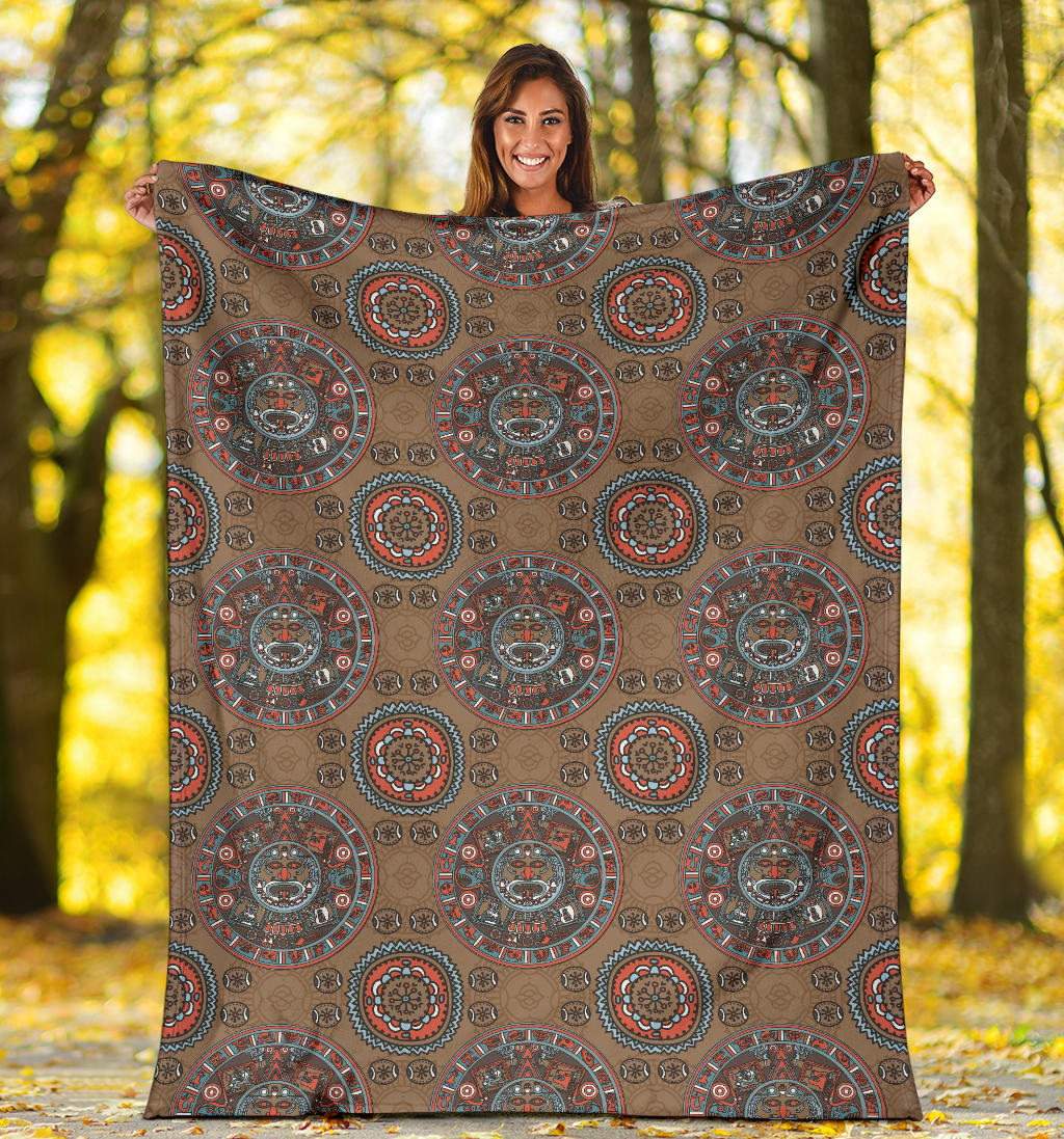 Calendar Aztec Pattern Print Design 03 Premium Blanket