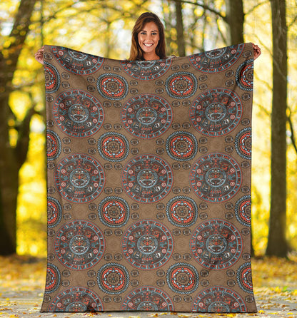 Calendar Aztec Pattern Print Design 03 Premium Blanket