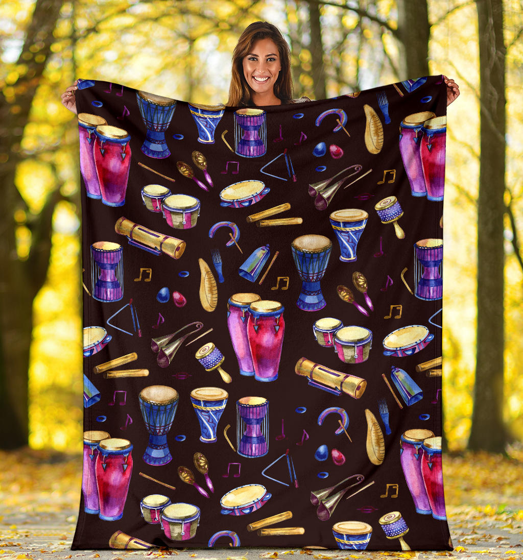 Percussion Neon Pattern Print Design 04 Premium Blanket