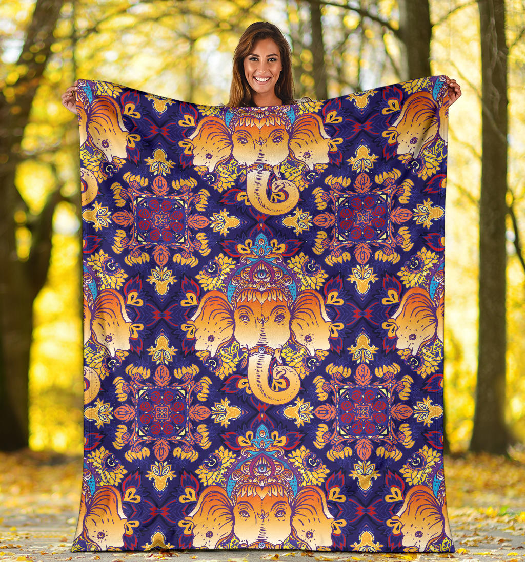 Ganesha Pattern Print Design 01 Premium Blanket