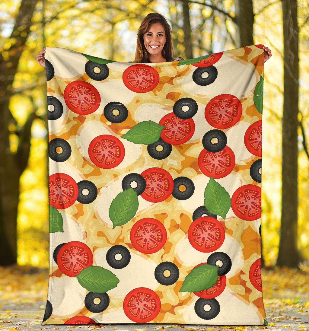 Pizza Pattern Print Design A05 Premium Blanket