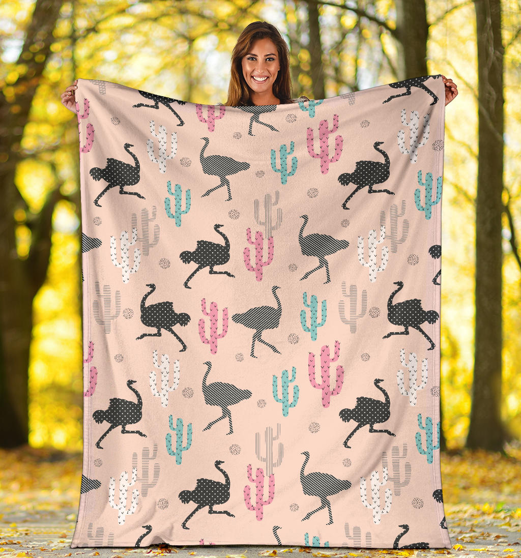 Ostrich Pattern Print Design 03 Premium Blanket