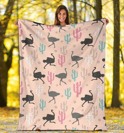 Ostrich Pattern Print Design 03 Premium Blanket