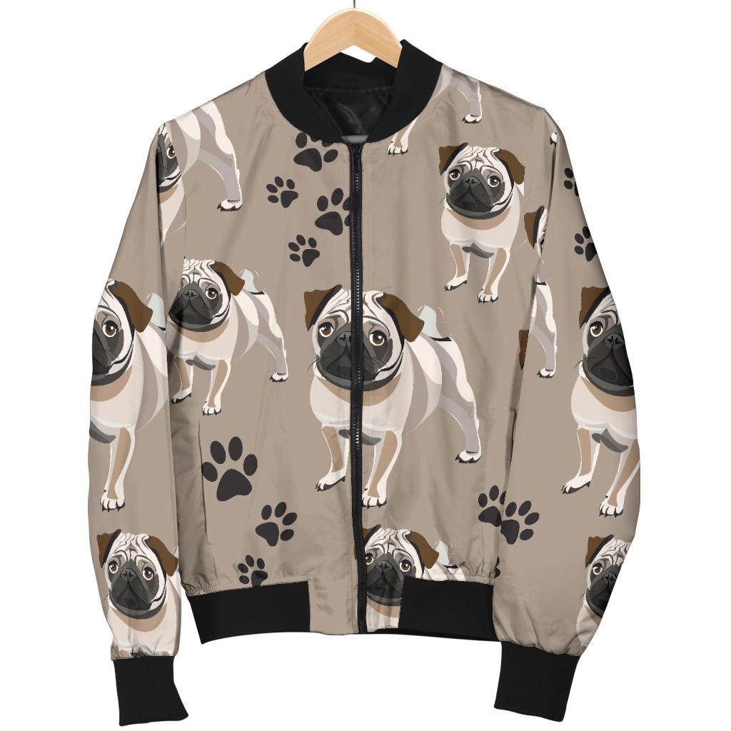 Pug Pattern Print Design A04 Men Bomber Jacket