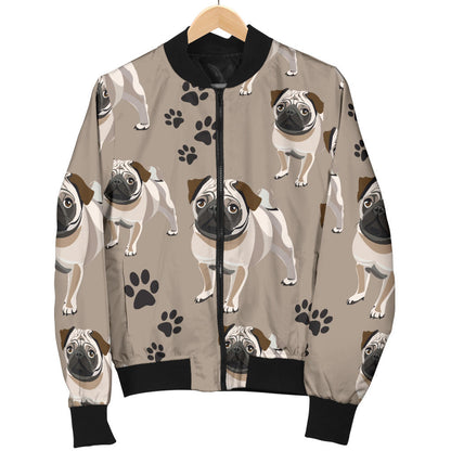 Pug Pattern Print Design A04 Men Bomber Jacket