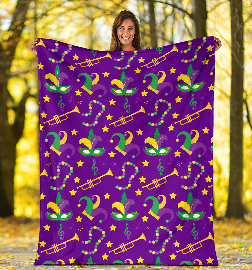 Mardi Gras Pattern Print Design 06 Premium Blanket