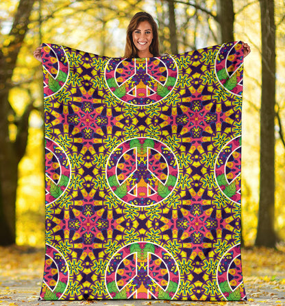 Peace Sign Pattern Print Design A04 Premium Blanket