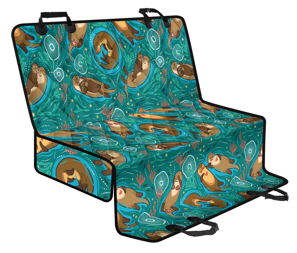 Sea Otter Pattern Print Design 01 Rear Dog Car Seat Cover Hammock