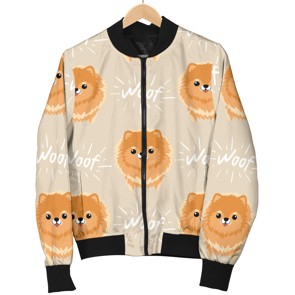 Pomeranians Pattern Print Design A04 Men Bomber Jacket