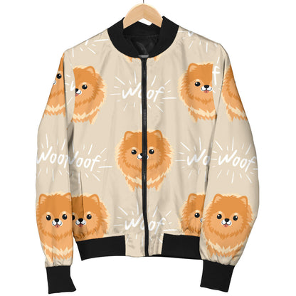 Pomeranians Pattern Print Design A04 Men Bomber Jacket