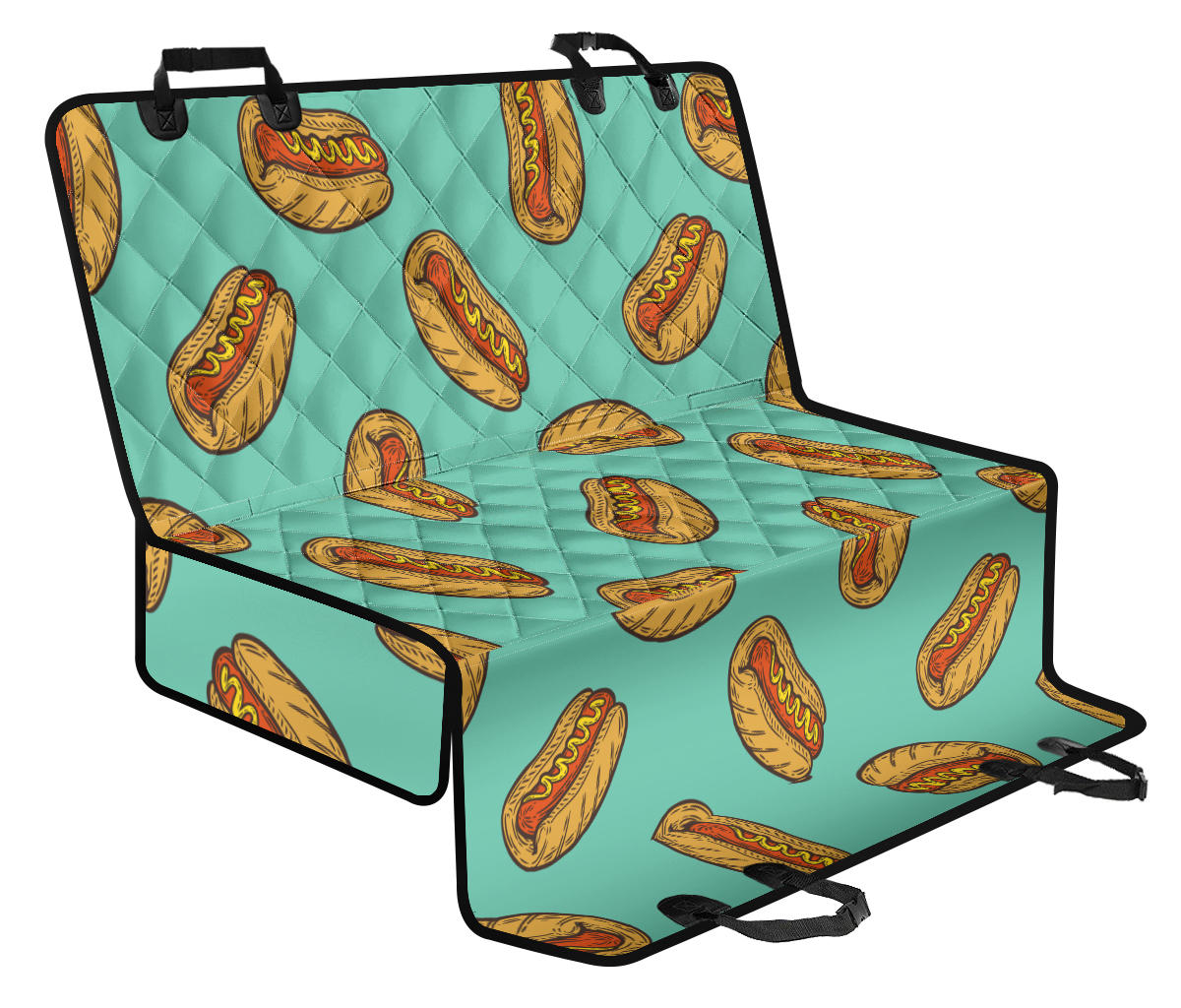 Hot Dog Pattern Print Design 04 Rear Dog Car Seat Cover Hammock