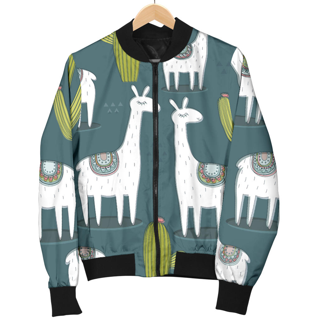 Llama Cactus Pattern Print Design 03 Men Bomber Jacket