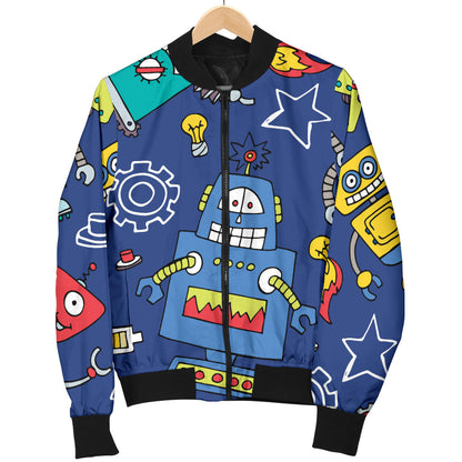 Robot Pattern Print Design A03 Men Bomber Jacket