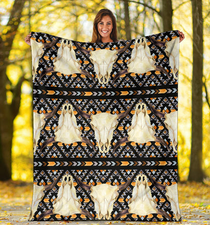 Buffalo Head Pattern Print Design 03 Premium Blanket