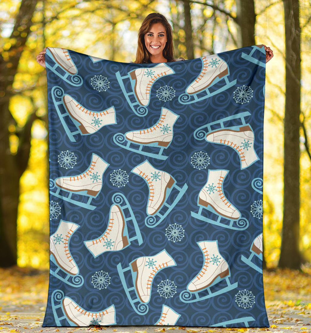 Ice Skate Pattern Print Design 01 Premium Blanket