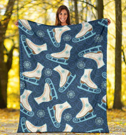 Ice Skate Pattern Print Design 01 Premium Blanket
