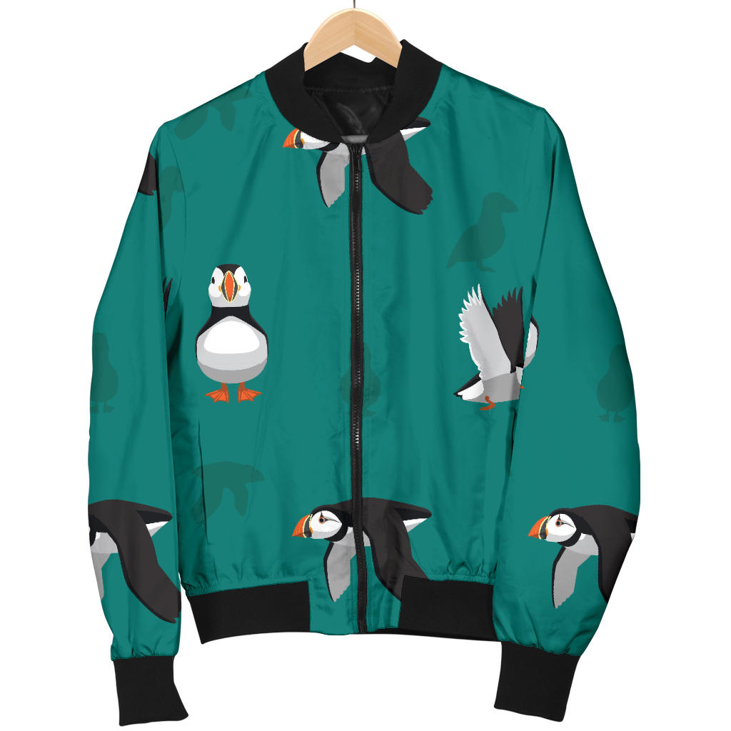 Puffin Pattern Print Design A02 Men Bomber Jacket