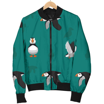 Puffin Pattern Print Design A02 Men Bomber Jacket