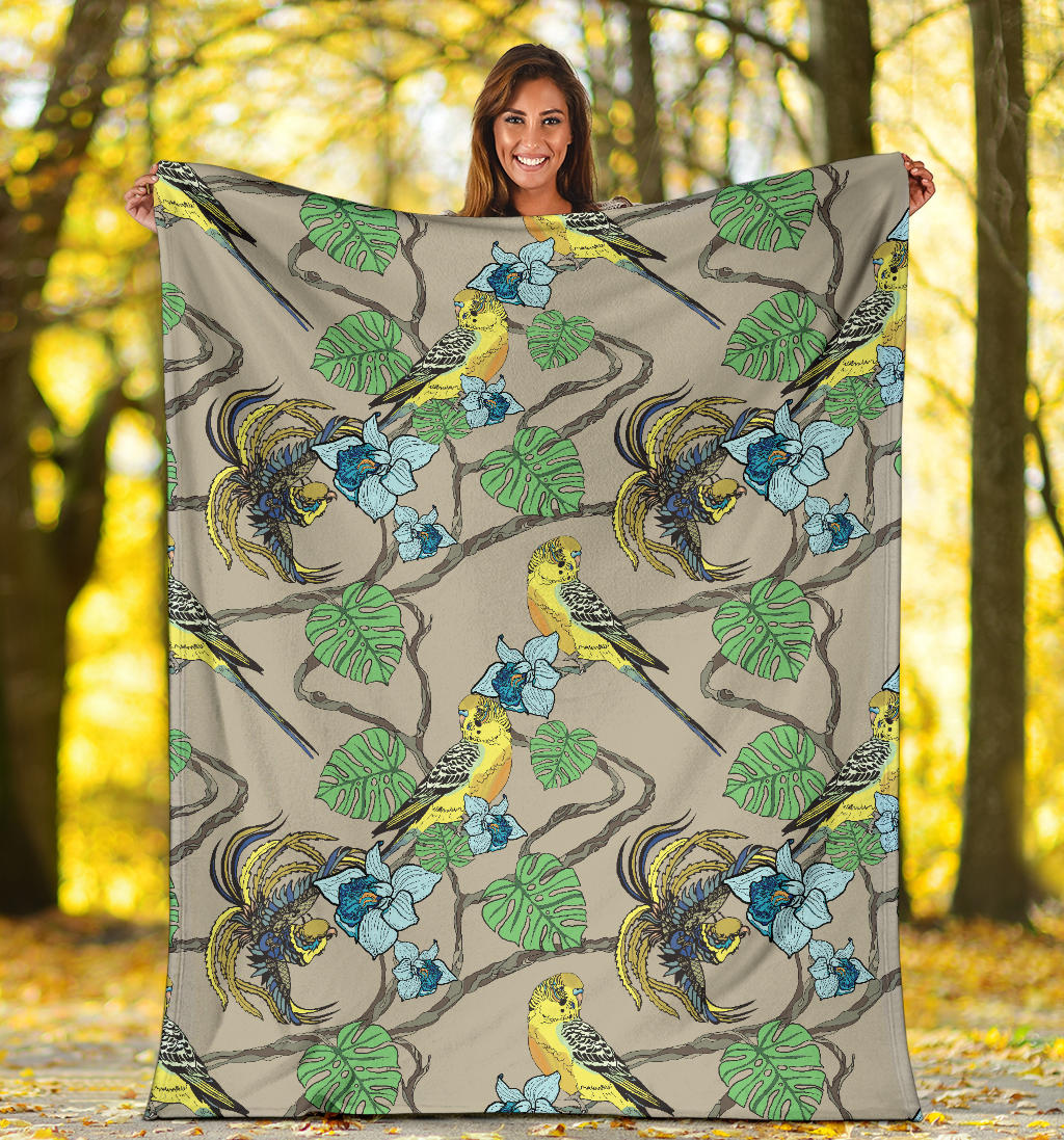 Parakeet Pattern Print Design A02 Premium Blanket